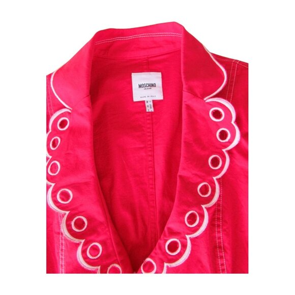 Moschino Red Cotton Scalloped Blazer Jacket - Picture 5 of 8